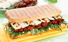 Ciabatta with sun-dried tomatoes and mozzarella