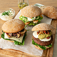 Rye Burger Bun, pre-cut, fully baked