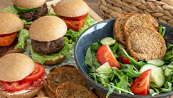 Rye party burger, pre-cut