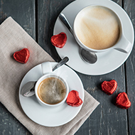 Small chocolate hearts, red