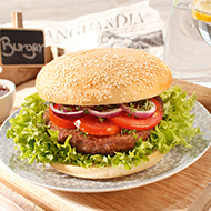 Gourmet Burger with sesame, sliced