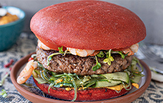 Surf and Turf Burger with Beef and Shrimp