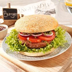Gourmet Burger with sesame, sliced