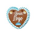 Gingerbread heart+custom text and logo,blue/white