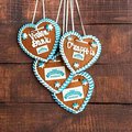 Gingerbread heart+custom text and logo,blue/white - 3