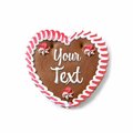Gingerbread heart+customised text & logo,red/white