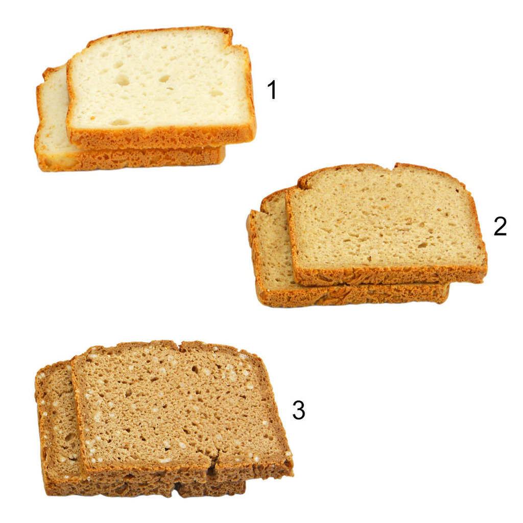 Gluten free bread selection, 3 different