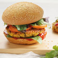 Organic Burger Bun with sesame seeds, sliced