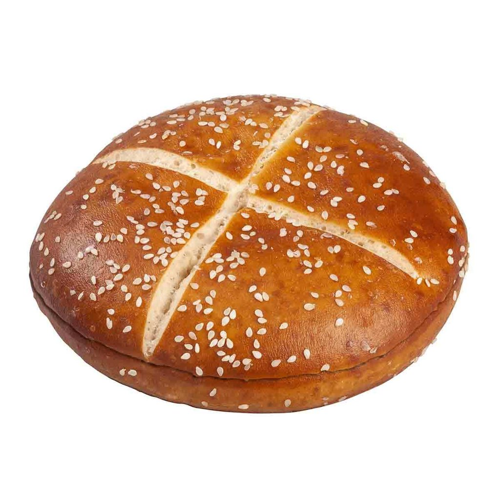 Pretzel Burger with sesame, pre-cut