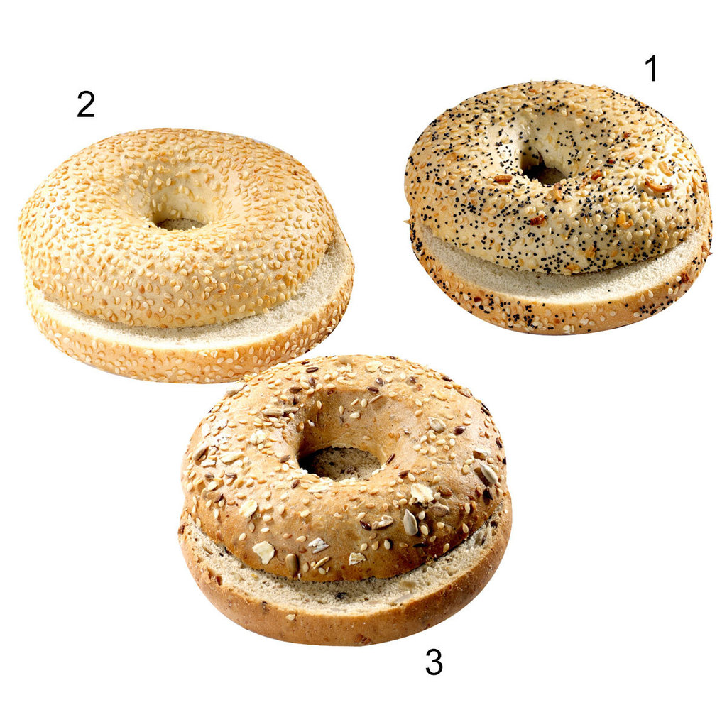 Bagel selection, sliced