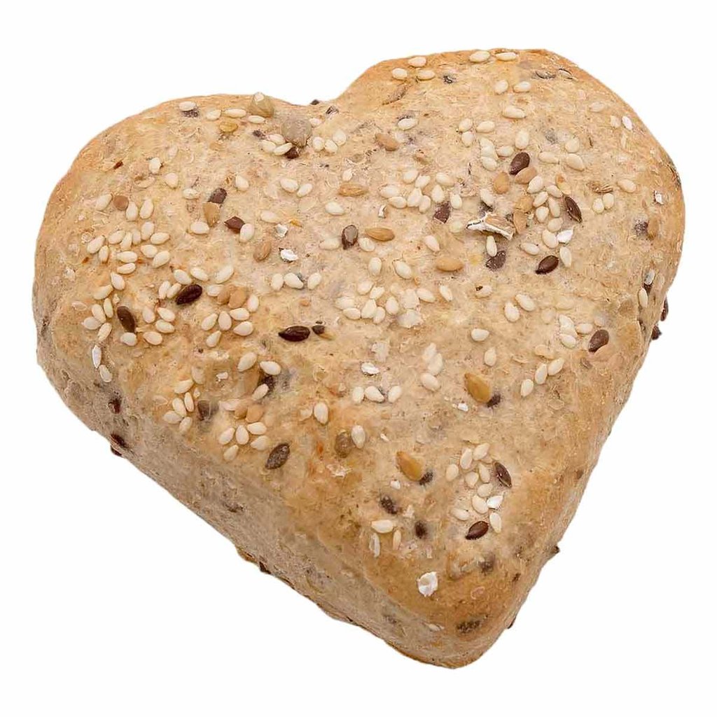 Heart-Shaped Multigrain Roll, fully baked