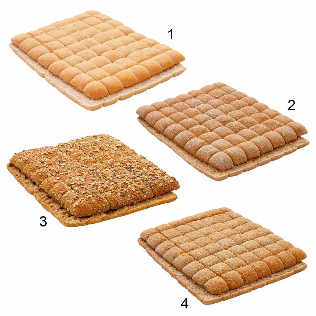Bread Squares, 4 different sorts, ready baked