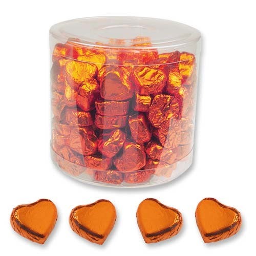 Small chocolate hearts, orange